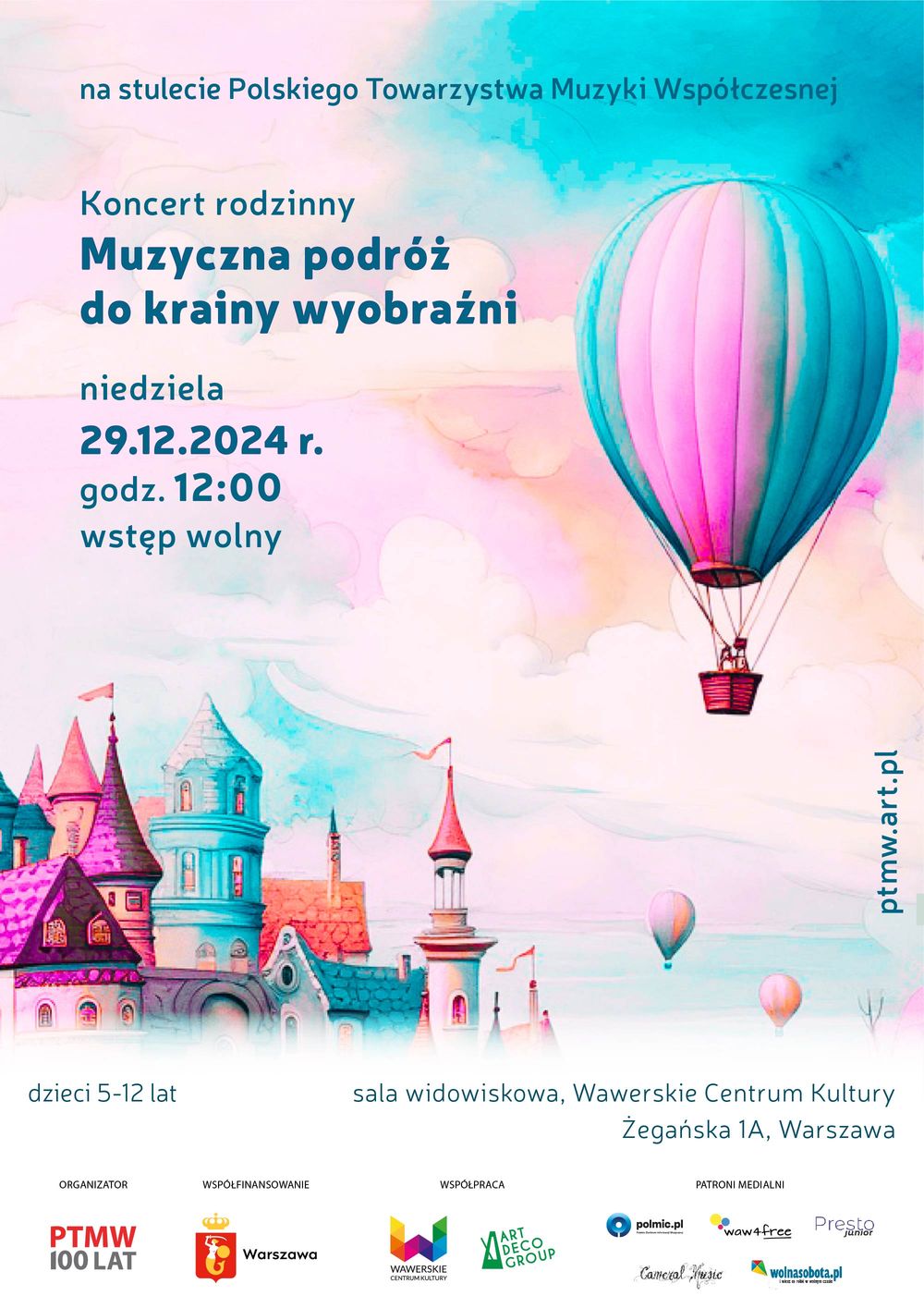 100-lecie PTMW 2024 - koncert Mu zyczna podróż 29.12 - plakat 100-lecie PTMW 2024 - koncert Mu zyczna podróż 29.12 - plakat