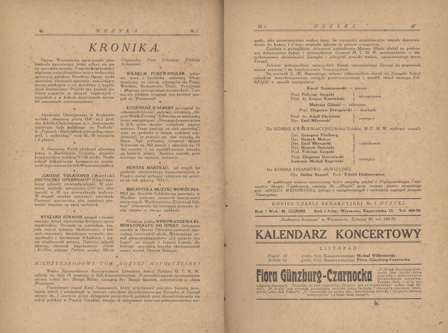 Kalendarz koncertowy - zjazd założycielski Kalendarz koncertowy - zjazd założycielski