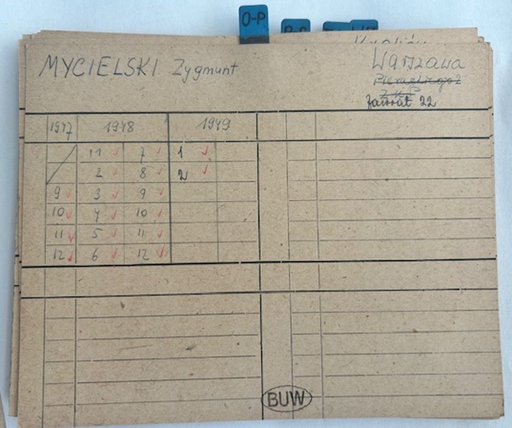 4. Z. Mycielski karta członkowska Karta członkowska Zygmunta Mycielskiego, 1949