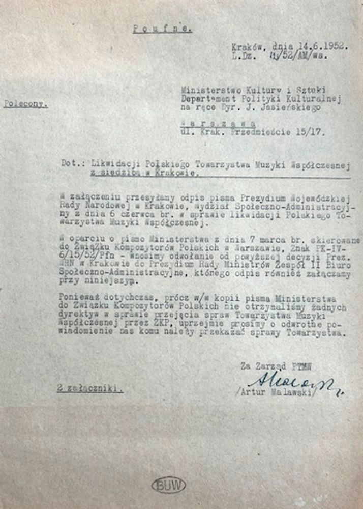 6. Likwidacja PTMW 14 VI 1952 Likwidacja PTMW - 14 VI 1952